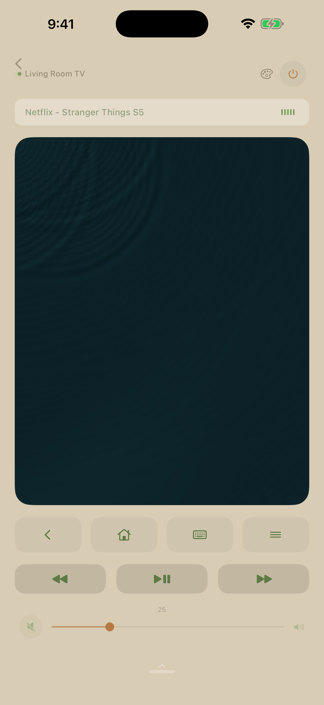 RemoteOne Sandy Biophilic theme — sand body with forest-green water-ripple trackpad